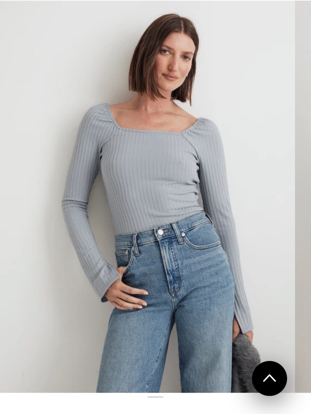 Madewell blue ribbed top size XS